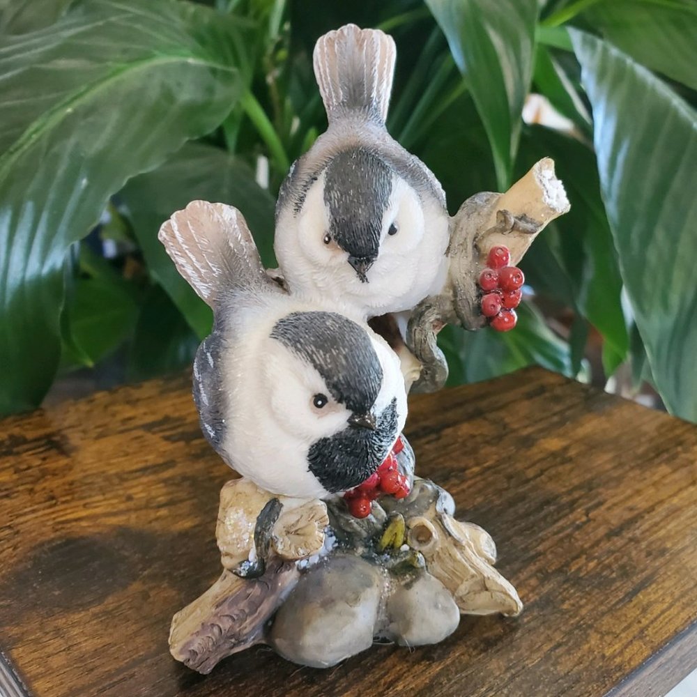 Chickade Birds on Branches Figurine